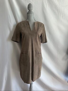 W by Worth Taupe Suede Dress with Branded Label